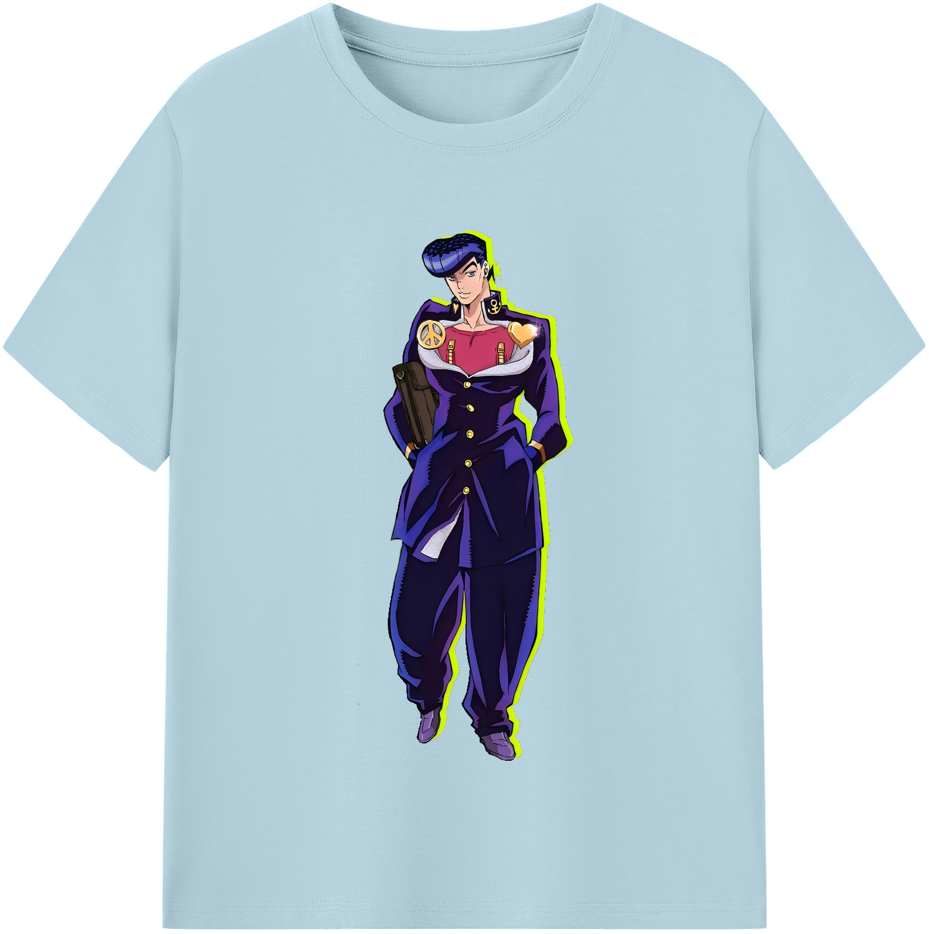 （画像用） ジョジョの奇妙な冒険 ひがしかた じょうすけ JoJo's Bizarre Adventure Higashikata Josuke 綿100％半袖Tシャツ（フロントプリント）